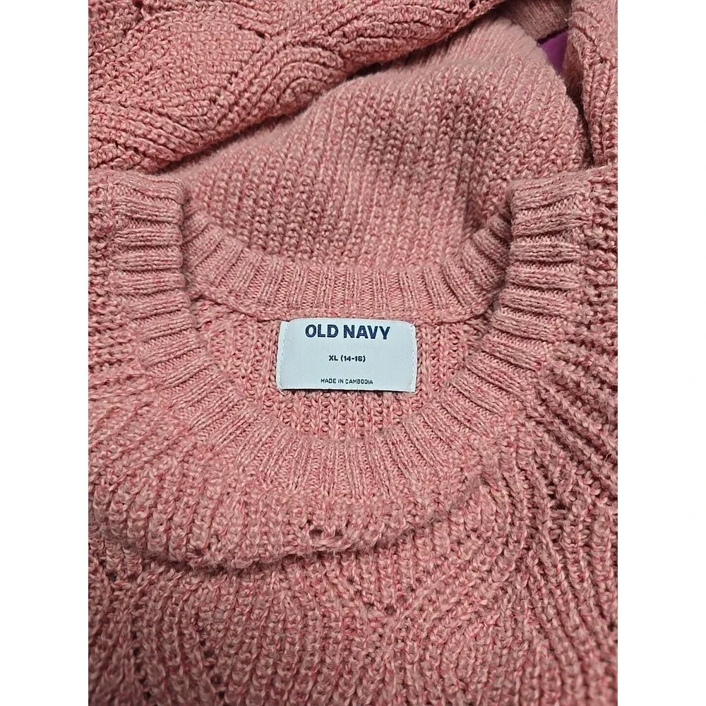 Old Navy Girls Pink Cactus Flower Sweater XL 14-18